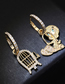 Fashion Gold Micro-inlaid Zircon Small Yellow Duck And Birdcage Earrings
