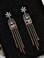 Fashion Gold  Silver Needle Drop Zircon Birdcage Tassel Earrings