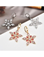Fashion Red  Silver Needle Zircon Snowflake Ice Crystal Earrings