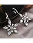 Fashion White  Silver Needle Zircon Snowflake Ice Crystal Earrings