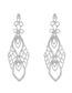 Fashion Silver + White Diamond Claw Chain Full Of Diamond Earrings