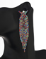 Fashion Silver + Color Diamond Claw Chain Studded Tassel Earrings
