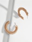 Fashion Gray Alloy Wrapped Cotton Thread Hollow C-shaped Earrings