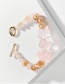 Fashion Pink Natural Cut Stone Beads Open Bracelet