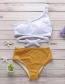Fashion Yellow And White One-shoulder Strap Bikini