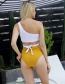 Fashion Yellow And White One-shoulder Strap Bikini