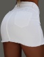Fashion White Single-breasted Detachable One-piece Edging High Waist Skirt