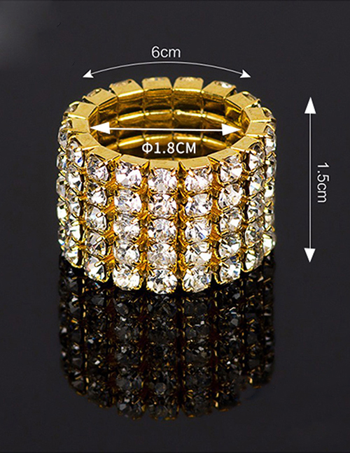 Fashion Silver Five Rows Of Diamond Rings
