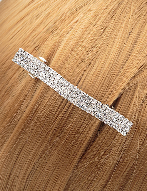 Fashion Silver Wavy Diamond Hair Clip
