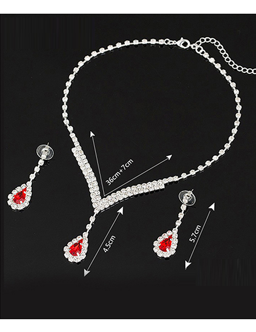 Fashion Color Diamond Crystal Necklace Earring Set
