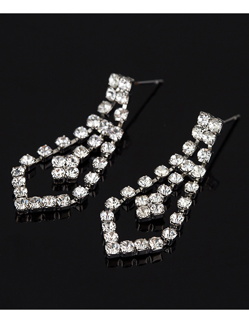 Fashion Silver Openwork Flower-studded Earrings Necklace Set