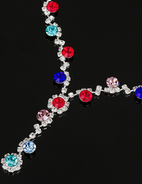 Fashion Blue Diamond Necklace Earring Set