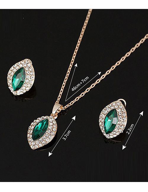 Fashion Green Diamond Necklace Earring Set