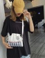 Fashion Black Canvas Plaid Drawstring Shoulder Diagonal Shoulder Bag