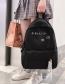 Fashion Black Letter Printed Canvas Backpack