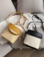 Fashion White Woven Drawstring Stitching Shoulder Crossbody Bag