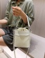 Fashion White Woven Drawstring Stitching Shoulder Crossbody Bag
