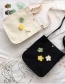Fashion White Double-sided Small Flower Shoulder Slung Canvas Bag