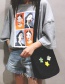 Fashion Black Double-sided Small Flower Shoulder Slung Canvas Bag