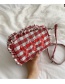 Fashion Red Plaided Wooden Ear Embroidered Lobster Shoulder Messenger Bag