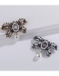 Fashion Ancient Silver Alloy Openwork Bow With Diamond Pearl Brooch
