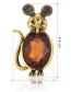 Fashion Ancient Silver Alloy Diamond Mouse Brooch