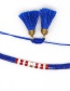 Fashion Lake Blue Beaded Mixed Woven Tassel Bracelet