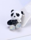 Fashion White Alloy Dripping Panda Diamond Brooch