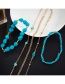 Fashion Blue Turquoise Rice Beads Chain Eye Anklet 5 Sets