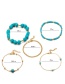 Fashion Blue Turquoise Rice Beads Chain Eye Anklet 5 Sets