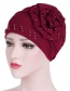 Fashion Rose Red Side Flower Flower Beaded Large Flower Headscarf Cap