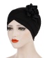 Fashion Black Milk-colored Side Flower Turban Cap