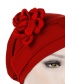 Fashion Red Milk-colored Side Flower Turban Cap