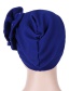 Fashion Royal Blue Side Flower Large Flower Nail Pearl Turban Cap