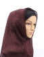 Fashion Black Bright Silk Scarf With Headscarf