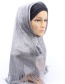 Fashion Black Bright Silk Scarf With Headscarf