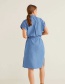 Fashion Blue Denim Roll Cuff Shirt Dress