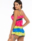 Fashion Rainbow Color Vest Drawstring Split Surf Suit