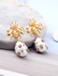 Fashion Gold  Sterling Silver Bee Resin Pearl Earrings