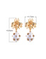 Fashion Gold  Sterling Silver Bee Resin Pearl Earrings