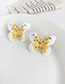 Fashion Lemon Yellow Alloy Diamond Butterfly Stud Earrings