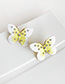 Fashion Lemon Yellow Alloy Diamond Butterfly Stud Earrings