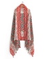 Fashion Red Back Character Pattern Contrast Color Print Tassel Scarf Shawl