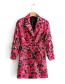 Fashion Red Printed Belt Suit