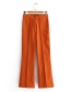 Fashion Rust Red Solid Color Flared Pants
