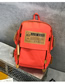 Fashion Fluorescent Orange Oxford Cloth Letter Backpack