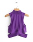 Fashion Purple Irregular Hem Crossover Sweater