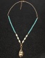 Fashion Khaki Crystal Bead Chain Alloy Pearl Ripple Drop Necklace