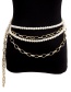 Fashion Single Chain Clause Gold Geometric Chain Multi-layer Tassel Pearl Waist Chain