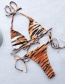 Fashion Leopard Triangle Bag Tiger Print Split Swimsuit